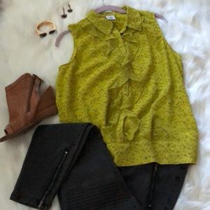 CAbi Reign Ruffled Button Front Blouse